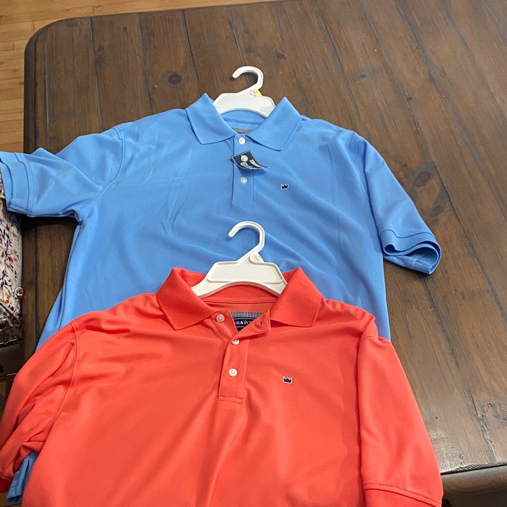 Crown & Ivy Vibrant Blue and Bold Orange Polo Shirts BUNDLE